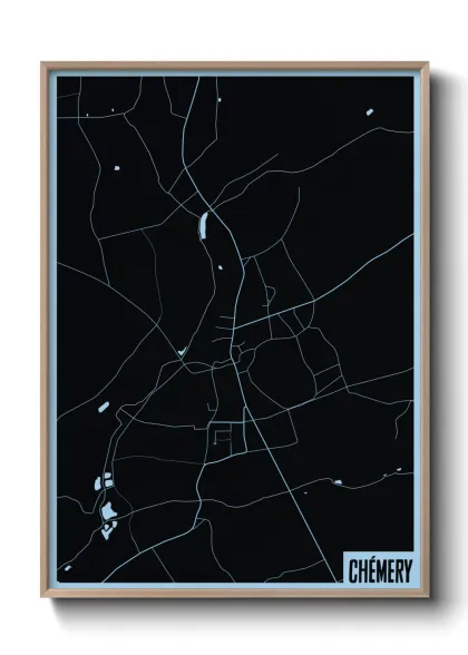 Une affiche de carte sur Chémery