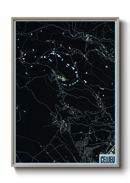 Une affiche de carte sur Cellieu