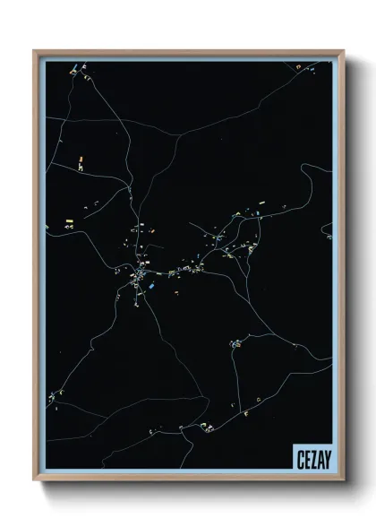 Une affiche de carte sur Cezay