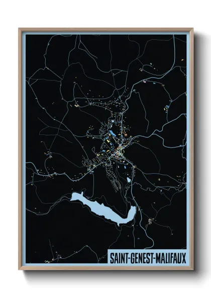 Une affiche de carte sur Saint-Genest-Malifaux