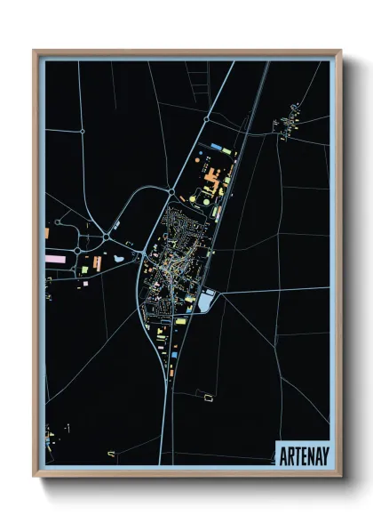 Une affiche de carte sur Artenay