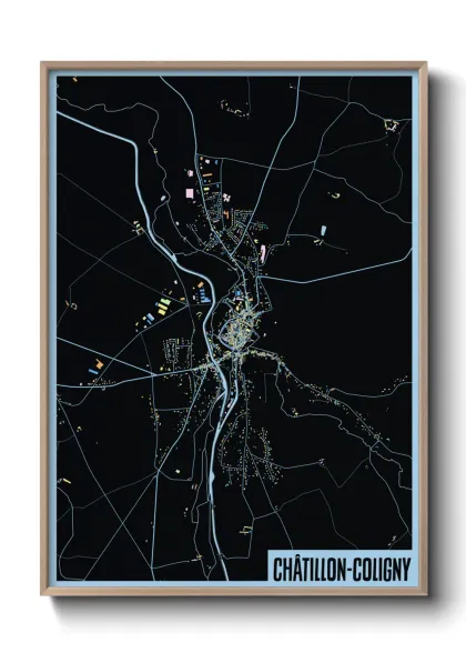 Une affiche de carte sur Châtillon-Coligny