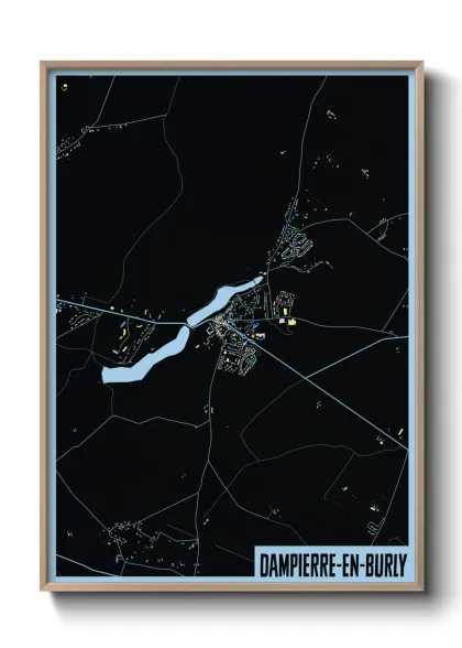 Une affiche de carte sur Dampierre-en-Burly