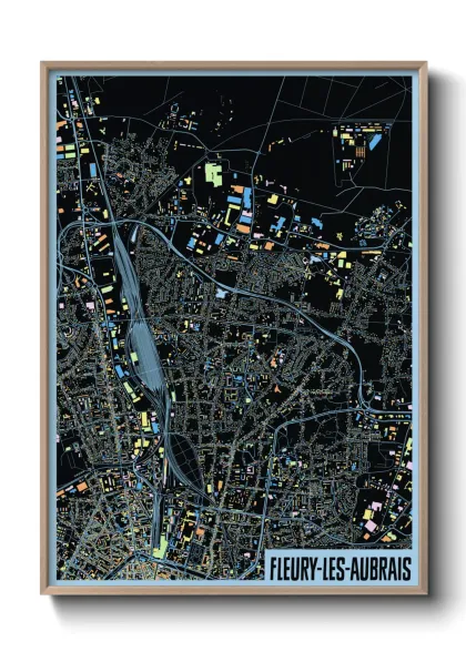 Une affiche de carte sur Fleury-les-Aubrais