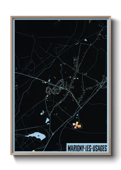 Une affiche de carte sur Marigny-les-Usages