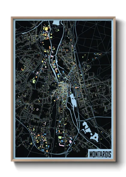 Une affiche de carte sur Montargis