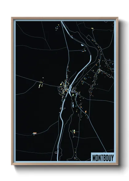 Une affiche de carte sur Montbouy