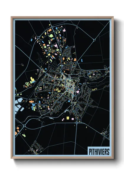 Une affiche de carte sur Pithiviers