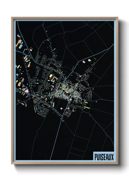 Une affiche de carte sur Puiseaux