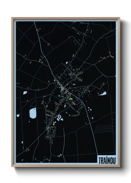 Une affiche de carte sur Traînou