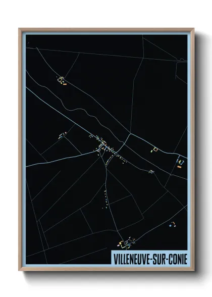 Une affiche de carte sur Villeneuve-sur-Conie