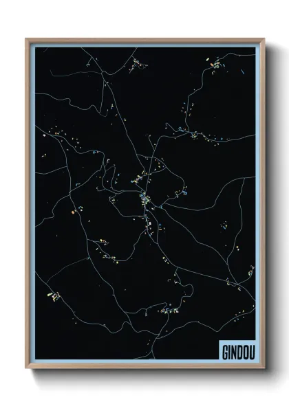 Une affiche de carte sur Gindou