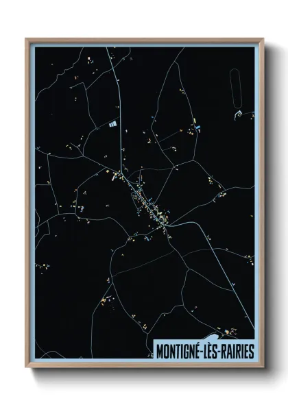 Une affiche de carte sur Montigné-lès-Rairies