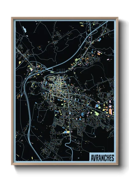 Une affiche de carte sur Avranches