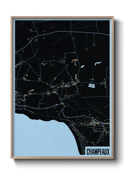 Une affiche de carte sur Champeaux