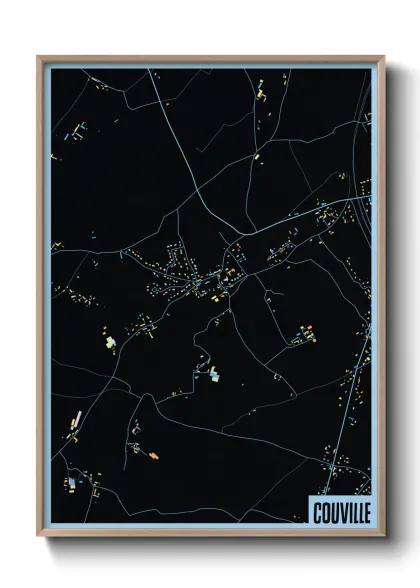 Une affiche de carte sur Couville