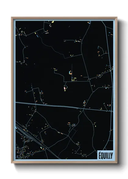Une affiche de carte sur Équilly