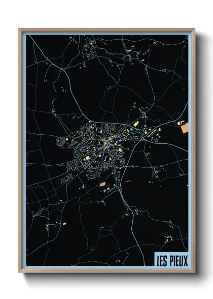 Une affiche de carte sur Les Pieux