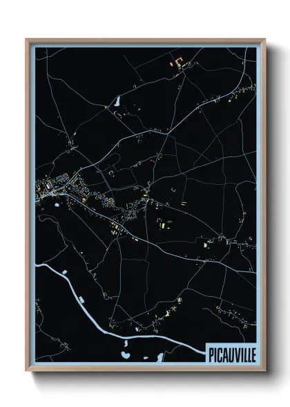 Une affiche de carte sur Picauville