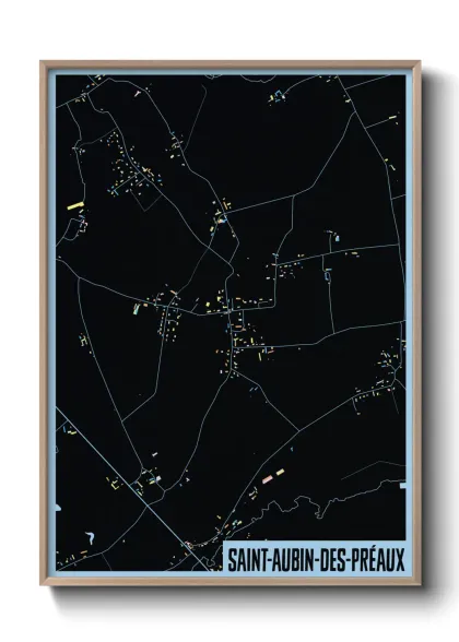 Une affiche de carte sur Saint-Aubin-des-Préaux