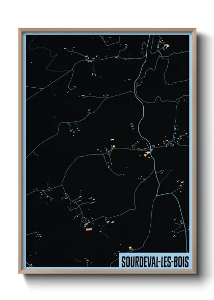 Une affiche de carte sur Sourdeval-les-Bois