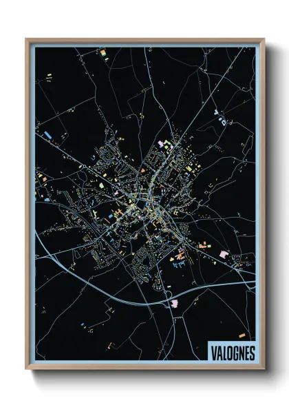 Une affiche de carte sur Valognes