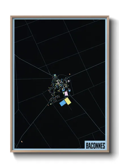 Une affiche de carte sur Baconnes