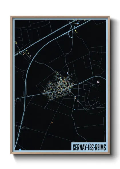 Une affiche de carte sur Cernay-lès-Reims