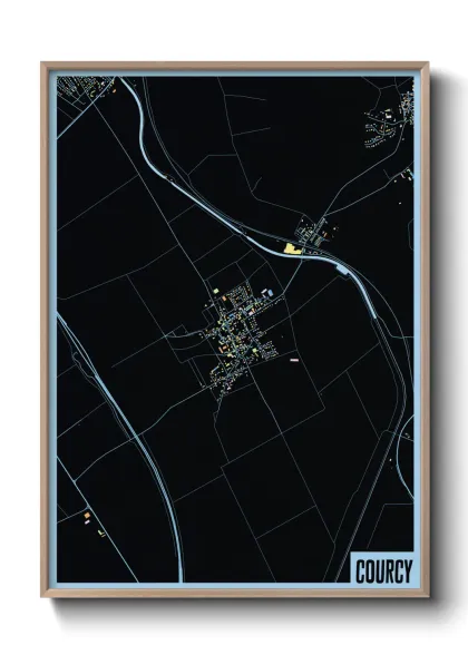 Une affiche de carte sur Courcy
