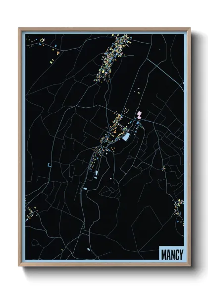 Une affiche de carte sur Mancy