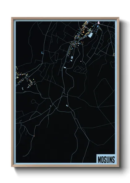 Une affiche de carte sur Moslins