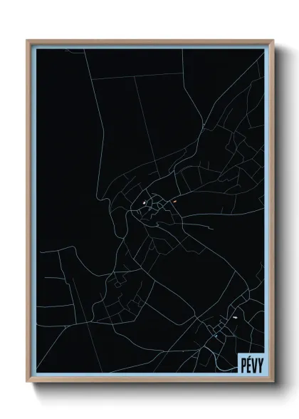 Une affiche de carte sur Pévy