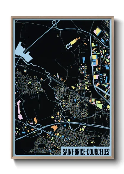 Une affiche de carte sur Saint-Brice-Courcelles