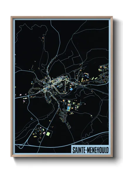 Une affiche de carte sur Sainte-Menehould