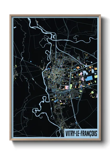 Une affiche de carte sur Vitry-le-François