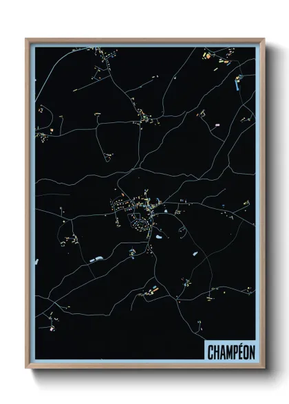 Une affiche de carte sur Champéon