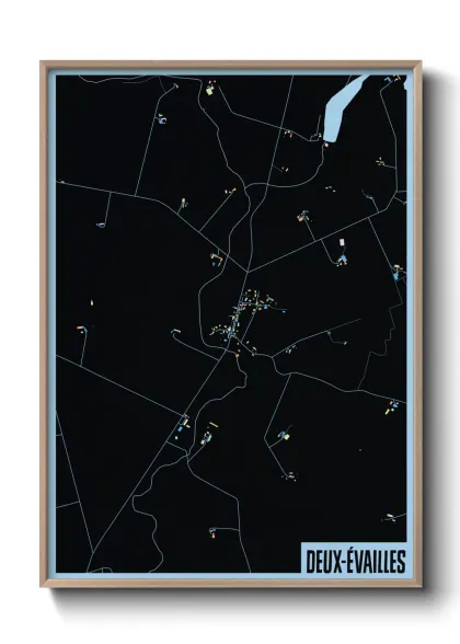 Une affiche de carte sur Deux-Évailles