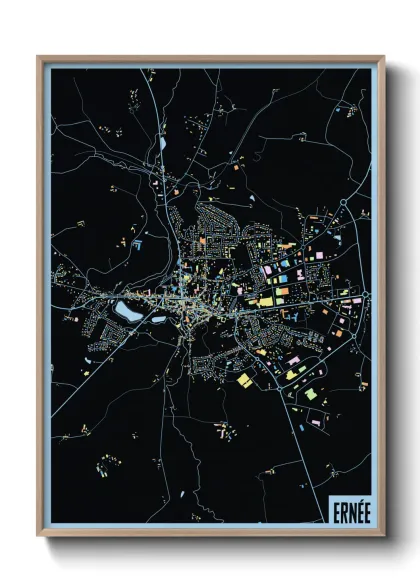 Une affiche de carte sur Ernée