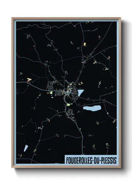 Une affiche de carte sur Fougerolles-du-Plessis