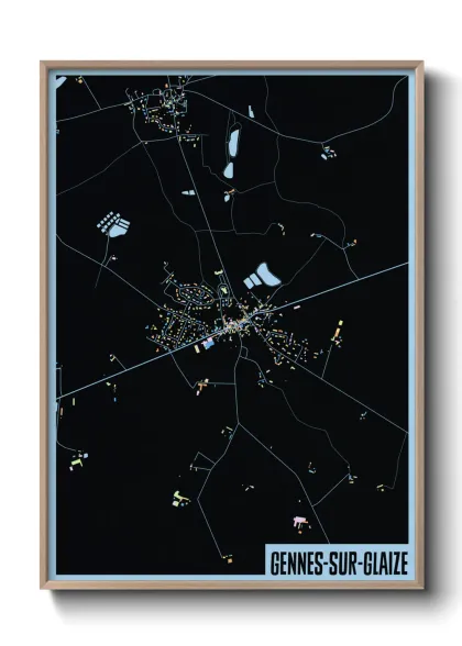 Une affiche de carte sur Gennes-sur-Glaize