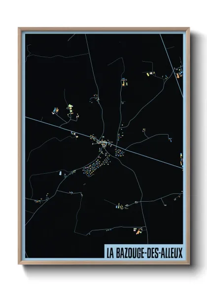 Une affiche de carte sur La Bazouge-des-Alleux