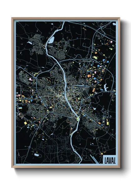 Une affiche de carte sur Laval