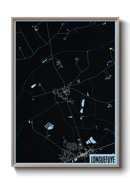 Une affiche de carte sur Longuefuye