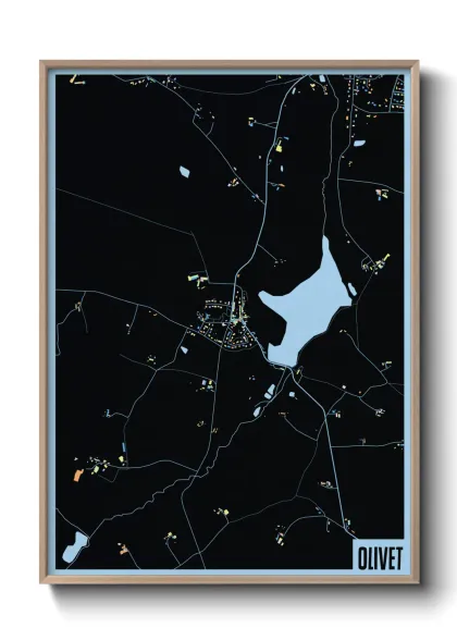 Une affiche de carte sur Olivet