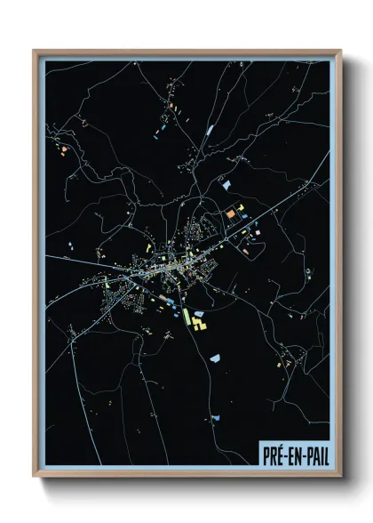 Une affiche de carte sur Pré-en-Pail