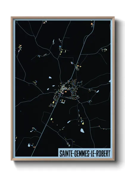 Une affiche de carte sur Sainte-Gemmes-le-Robert