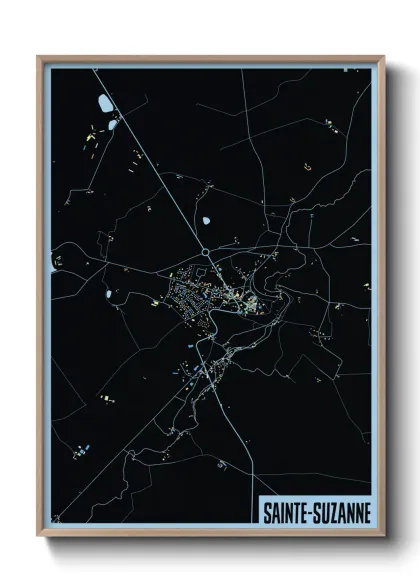 Une affiche de carte sur Sainte-Suzanne