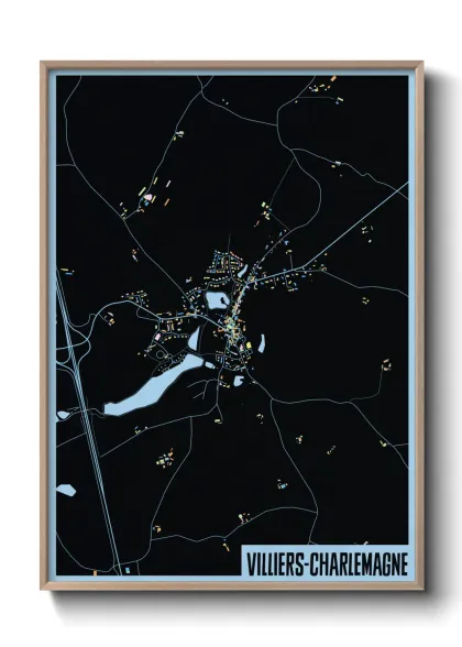 Une affiche de carte sur Villiers-Charlemagne
