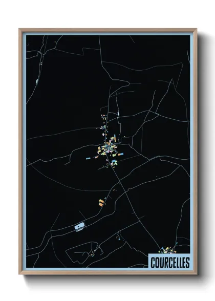 Une affiche de carte sur Courcelles