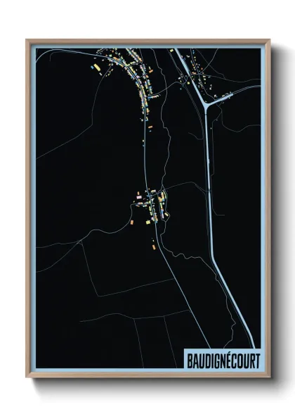 Une affiche de carte sur Baudignécourt
